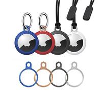 Stouchi Lot de 4 porte-clés Airtag avec coque en TPU - En acier inoxydable - Support sécurisé - Résistant aux rayures - Design minimaliste - Compatible avec AirTags 2021 - Pour clés, sac, bagages