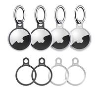 Stouchi Porte-clés AirTag en Acier Inoxydable - Lot de 4 avec 4 Porte-clés - Design Fin pour AirTags Key Finder - Installation Facile
