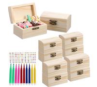 STOUCLA Lot de 10 petites caisses en bois,Mini boîte en bois avec autocollant diamant,Avec couvercle,Kit de bricolage pour peindre, ranger et concevoir