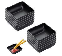 STOUCLA Lot de 12 bols à sauce, carrés, pour sauce, sauces soja, épices, accompagnements, fruits et collations (noir)