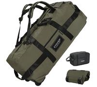 Stover Sac de sport à roulettes de 80 l avec roulettes, sac de voyage extra large de 78,7 cm - Robuste, pliable, enroulable avec bretelles - À utiliser comme bagage ou sac à dos pour homme/femme, Vert