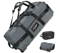 STOVER 80L Rolling Duffel Bag with Wheels, Extra Large 31 inch Durable Travel Duffle Bag- Rugged, Collapsible, Rollable Design w/Shoulder Straps- Use as Luggage Or Backpack for Men/Women (Grey)