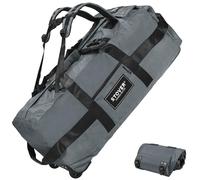 STOVER 80L Rolling Duffel Bag with Wheels, Extra Large 31 inch Durable Travel Duffle Bag- Rugged, Collapsible, Rollable Design w/Shoulder Straps- Use as Luggage Or Backpack for Men/Women (Grey)