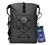 STOVER Sac à dos étanche 55L avec pochette étanche pour téléphone - Noir