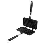 Stovetop Waffle Maker Pan, Aluminum Double Waffle Baking Pan with Non - Stick Coating for Breakfast, Even Heating Stovetop Waffle Pan for Home and Outdoor Use