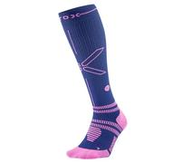 STOX Energy Socks, Chaussettes de course pour femme, classe de compression 23-32 mmHg, semelle fine, bas de compression, chaussettes de compression, bas de contention, Bleu foncé/rose, Women's (5-10)