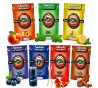 Stoxser Lot de 1050 cure-dents aromatisés - Lot de 7 boissons énergétiques - Pêche et myrtille et citron/citron et menthe/menthol pastèque/cannelle - Sans chewing-gum - Sans sucre