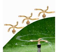 STOYRB Lot de 3 pulvérisateurs rotatifs automatiques à bras 2/3/4 - Arroseur rotatif automatique tourbillonnant pour jardin et pelouse - Buse d'arrosage dorée
