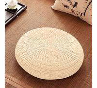 STOYRB Pouf rond Tatami, coussin de siège japonais blanc en paille tissée, coussin de siège pour yoga, salle à manger, décoration d'intérieur, 40 x 40 cm
