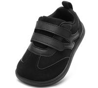 STQ KIDS Chaussures Barefoot Enfant Zero Drop Largeur Extra Souples Bébé Premiers Pas Basket Antidérapant Garçon Fille Tout Noir Taille 23 EU/T6