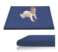 Stqyeiw Velours Corail Tapis de Jeu Ramper Bebe Epais de 3cm, Tapis de Jeux Bebe 130 x 130 cm Bleu Foncé Tatami Tapis pour Chambre, Parc Enfants, la Chambre du Bébé