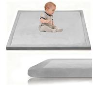 Stqyeiw Velours Corail Tapis de Jeu Ramper Bebe Epais de 3cm, Tapis de Jeux Bebe 60 x 90 cm Gris Argent Tatami Tapis pour Chambre, Parc Enfants, la Chambre du Bébé