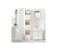 Sobuy Str10-W Bibliothèque Étagère Sur Pied Meuble Colonne Classeur Armoire Haute Pour Bureau, Salon, Chambre Avec 2portes Et 2 Tiroirs Blanc Multicolore