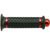 STR8 Poignées de guidon noires avec bouts ronds anodisés rouges