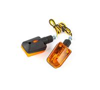 STR8 STR-675.09/BK Paire De Clignotants Mini Rectangle Homologués CE Noir/Orange
