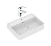Strada II lavabo 600x430 mm 1 trou + Grohe Swift mitigeur de lavabo taille S, chrome (T300001G23919000)
