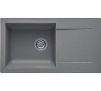 STRADOUR Evier a encastrer EINNA, en SMC GRIS BETON - 16, 1 bac, dim. 78 * 43,5 cm, vidage manuel
