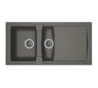 STRADOUR Evier cuisine à encastrer 1,5 bac + 1 égouttoir Arena - Résine - 100 x 50 cm - Gris béton