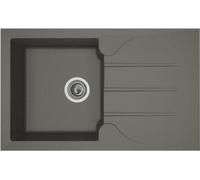 STRADOUR Evier cuisine a encastrer 1 bac + 1 égouttoir Aloa - Résine - 81 x 50 cm - Gris béton