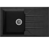 STRADOUR Evier cuisine a encastrer 1 bac + 1 égouttoir Aloa - Résine - 81 x 50 cm - Noir