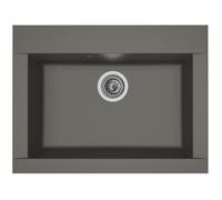 Evier de cuisine Stradour Evier cuisine a encastrer 1 bac sans egouttoir Hexo - Resine - 66 x 50 cm - Gris beton