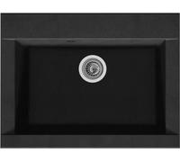 STRADOUR Evier cuisine a encastrer 1 bac sans égouttoir Hexo - Résine - 66 x 50 cm - Noir
