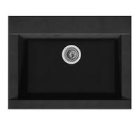 STRADOUR Evier cuisine à encastrer 1 bac sans égouttoir Hexo - Résine - 66 x 50 cm - Noir