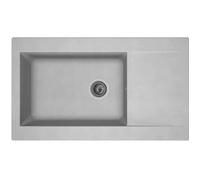 STRADOUR Evier cuisine à encastrer 1 grand bac + 1 égouttoir Einna - Résine - 86 x 50 cm - Gris platinium