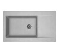 STRADOUR Evier cuisine a encastrer 1 grand bac + 1 egouttoir Einna - Resine - 86 x 50 cm - Gris platinium Neutre G