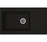 STRADOUR Evier cuisine a encastrer 1 grand bac + 1 égouttoir Einna - Résine - 86 x 50 cm - Noir