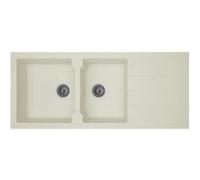 STRADOUR Evier cuisine a encastrer 2 bacs 1 égouttoir Aloa Résine 116 50 cm Blanc Blanc G