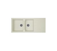 STRADOUR Evier cuisine a encastrer 2 bacs + 1 egouttoir Aloa - Resine - 116 x 50 cm - Blanc Neutre