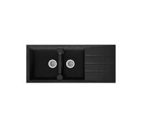 Evier de cuisine GENERIQUE STRADOUR Evier cuisine a encastrer 2 bacs + 1 egouttoir Aloa - Resine - 116 x 50 cm - Noir