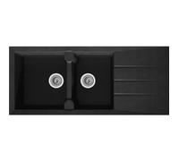 Evier de cuisine GENERIQUE STRADOUR Evier cuisine a encastrer 2 bacs + 1 egouttoir Aloa - Resine - 116 x 50 cm - Noir