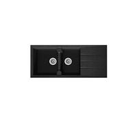 Evier de cuisine GENERIQUE STRADOUR Evier cuisine a encastrer 2 bacs + 1 egouttoir Aloa - Resine - 116 x 50 cm - Noir