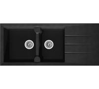 STRADOUR Evier cuisine a encastrer 2 bacs + 1 égouttoir Aloa - Résine - 116 x 50 cm - Noir