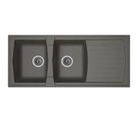 STRADOUR Evier cuisine a encastrer 2 bacs 1 égouttoir Arena Résine 116 50 cm béto G