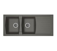 STRADOUR Evier cuisine a encastrer 2 bacs + 1 egouttoir Arena - Resine - 116 x 50 cm - Gris beton