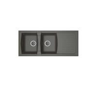STRADOUR Evier cuisine a encastrer 2 bacs + 1 égouttoir Arena - Résine - 116 x 50 cm - Gris béton