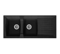 Evier de cuisine Stradour Evier cuisine a encastrer 2 bacs + 1 egouttoir Arena - Resine - 116 x 50 cm - Noir