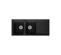 Evier de cuisine Stradour Evier cuisine a encastrer 2 bacs + 1 egouttoir Arena - Resine - 116 x 50 cm - Noir