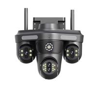 STRAFBRG 8K 16MP HD Quatre objectifs PTZ 10X Zoom caméra extérieure Trois écrans WiFi sécurité Suivi Automatique Maison Intelligente sans Fil CCTV,Tranquillité d'esprit Toujours(8K Add 64G Card)