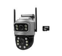 STRAFBRG Caméra IP 4G à Double Objectif 4MP 4K, étanche, Surveillance extérieure, Vision Nocturne, sécurité CCTV for Maison connectée,Tranquillité d'esprit Toujours(WiFi Cam 128G Card)
