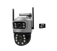 STRAFBRG Caméra IP 4G à Double Objectif 4MP 4K, étanche, Surveillance extérieure, Vision Nocturne, sécurité CCTV for Maison connectée,Tranquillité d'esprit Toujours(WiFi Cam 32G Card)