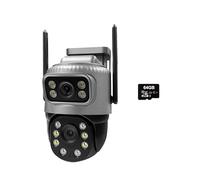 STRAFBRG Caméra IP 4G à Double Objectif 4MP 4K, étanche, Surveillance extérieure, Vision Nocturne, sécurité CCTV for Maison connectée,Tranquillité d'esprit Toujours(4G Cam 64G Card)