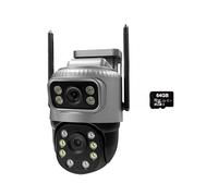 STRAFBRG Caméra IP 4G à Double Objectif 4MP 4K, étanche, Surveillance extérieure, Vision Nocturne, sécurité CCTV for Maison connectée,Tranquillité d'esprit Toujours(WiFi Cam 64G Card)