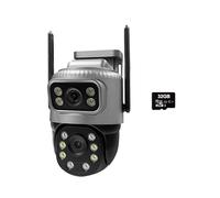 STRAFBRG Caméra IP 4G à Double Objectif 4MP 4K, étanche, Surveillance extérieure, Vision Nocturne, sécurité CCTV for Maison connectée,Tranquillité d'esprit Toujours(4G Cam 32G Card)