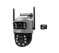STRAFBRG Caméra IP 4G à Double Objectif 4MP 4K, étanche, Surveillance extérieure, Vision Nocturne, sécurité CCTV for Maison connectée,Tranquillité d'esprit Toujours(4G Cam 128G Card)