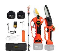 STRAFBRG Sécateur sans Fil 25V 40mm sécateur électrique avec Poteau d'extension de portée électrique 5 Pouces scie à chaîne bonsaï élagage Coupe-Branche,Fonctionnement contrôlé(Shears Saw Pole)