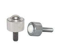 Straight 360degree Ball Caster Wheel KSM-12FL Universal Ball Bearing M8 Screw Cylinder Flexible Durable Hardware 2Pcs Casters(Steel Wheel)